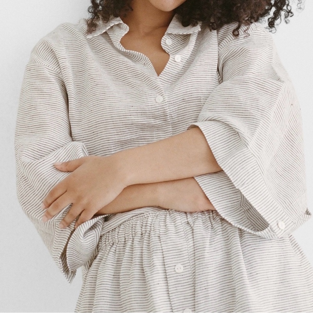 deiji studios stonewashed linen stripe set